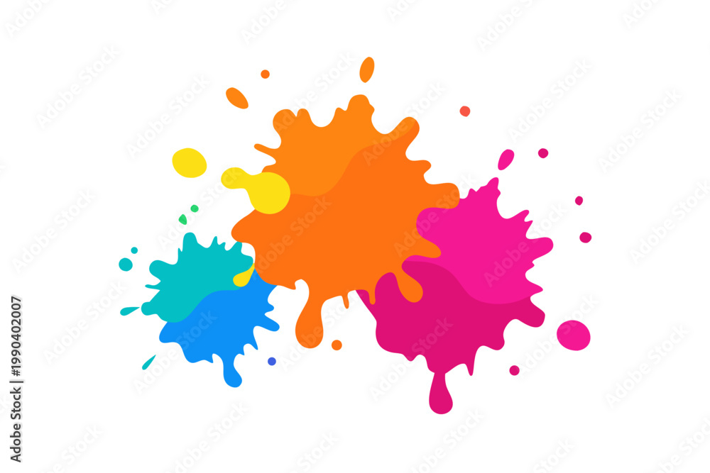 Fototapeta premium Colorful paint splatters, vibrant ink blots, abstract art elements, creative design