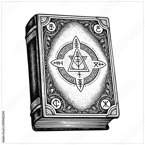 Ancient Book with Mystic Symbols.