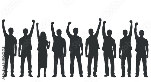 Group of people standing together united.