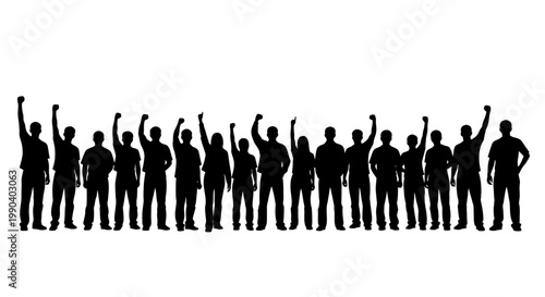 Group of people standing together united.