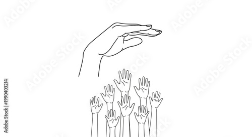 Hands reaching up together stacked.