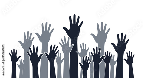 Many Raised Hands in Protest.