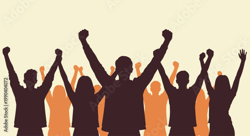 People Celebrating With Raised Arms.