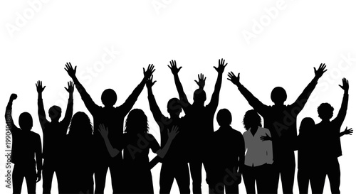 People Silhouettes Raising Their Hands.