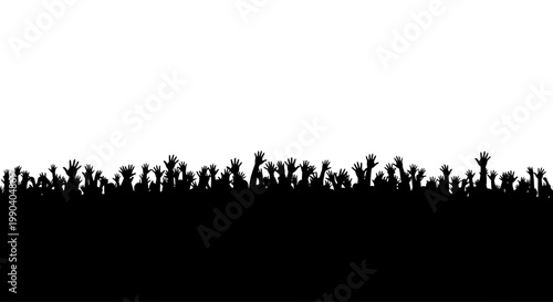 Silhouette of a crowd of people.