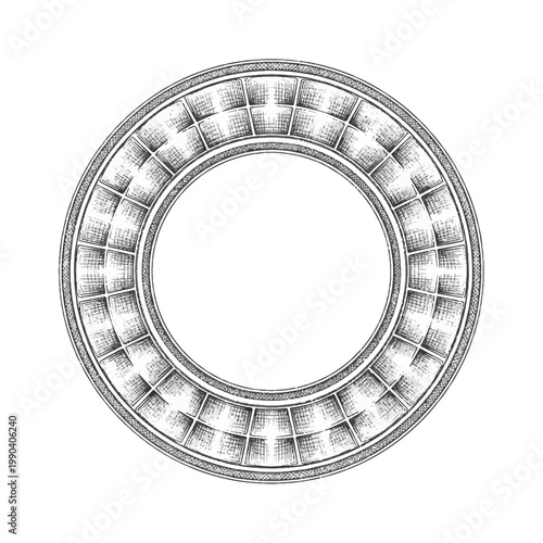 Detailed view of a ball bearing.