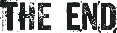 The End vector drawing with grunge texture, a stark and bold graphic element symbolizing conclusion and finality, perfect for design projects