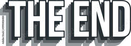 The End vector drawing with shadow effect, simple graphic illustration