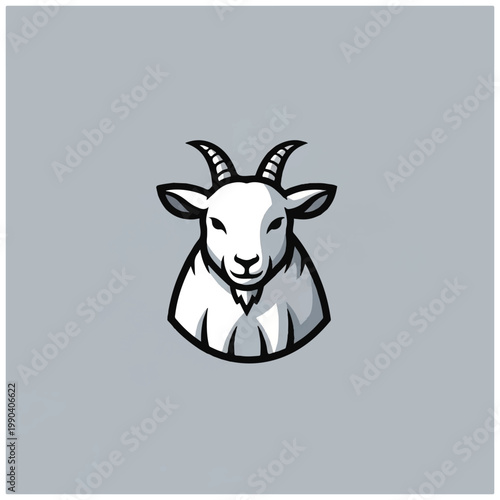 Goat head with horns illustration 1.