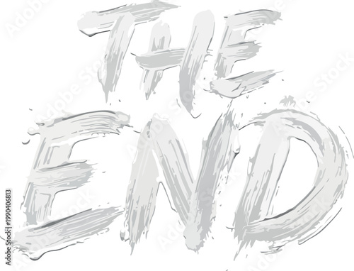 The End Vector Drawing A White Brush Stroke Illustration for Finality and Closure
