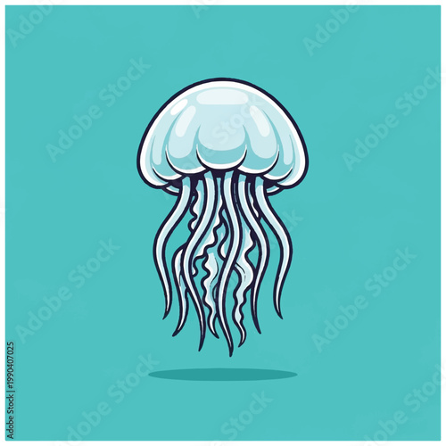 Illustration of a jellyfish swimming.