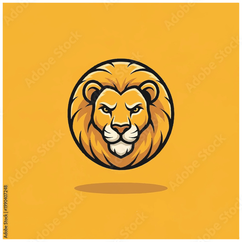 Lion Face Closeup Cartoon Illustration.