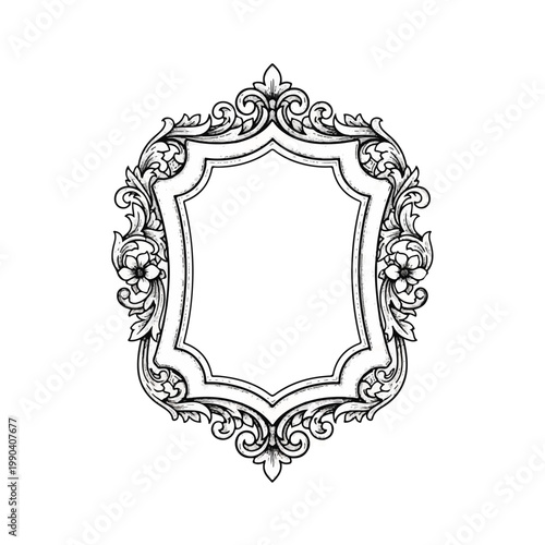 Ornate floral frame border design element.