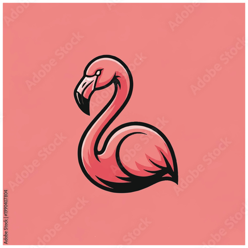 Pink Flamingo Bird Animal Illustration.