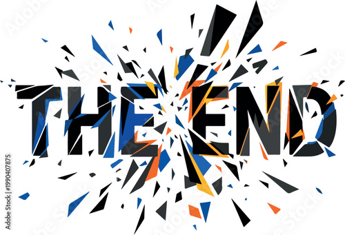 The End - Exploding Geometric Shapes Vector Drawing