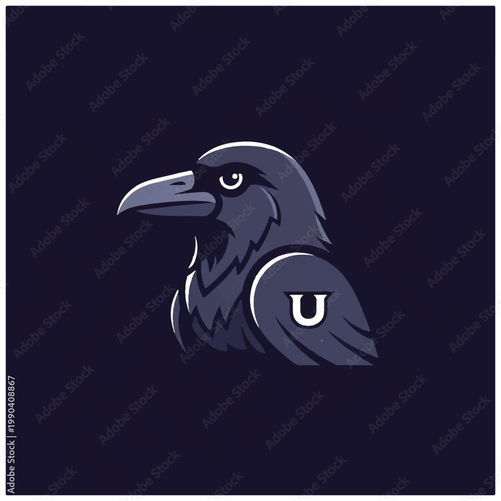 Obraz premium University logo crow bird head.