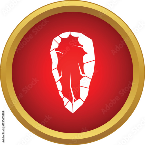 Prehistoric hand axe symbol representing early human technology and archaeology