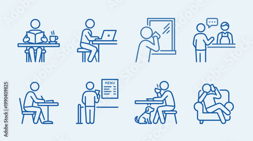 People Engaged in Various Activities Illustration.