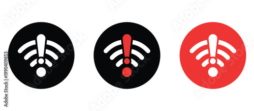 WiFi Warning Icon Circle Network Alert Internet Problem Signal Error Vector Illustration Design Isolated Background