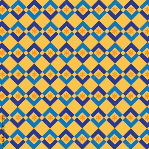 Abstract art line pattern and floral square design.