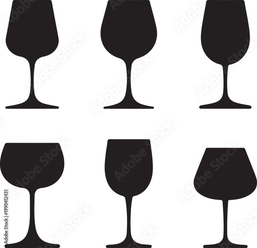 Various wine glasses. Vector illustration