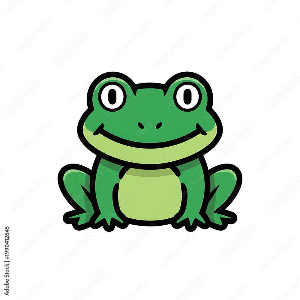 Fototapeta premium Happy Green Frog Cartoon. (1)