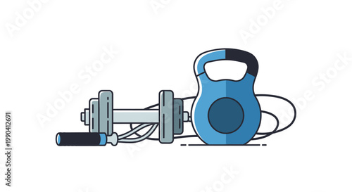 Gym equipment illustration dumbbell and kettlebell for fitness and exercise