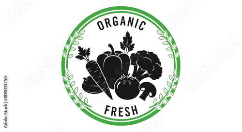 Organic fresh vegetable logo illustration.