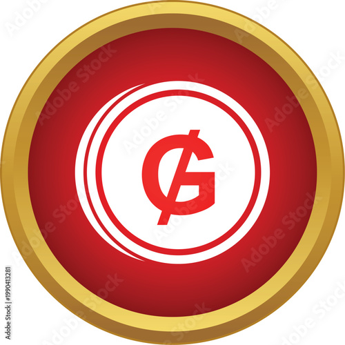 Billede på lærred Paraguayan guarani currency symbol in a red circle button with a golden frame