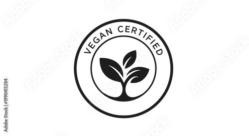 Vegan certified logo with plant.