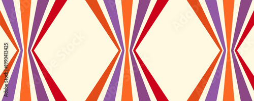 Abstract colorful 70s background vector. Vintage retro wallpaper with rainbow stripes and wavy lines. A 1970 color illustration suitable for posters, banners, decorative items and wall art.eps,10