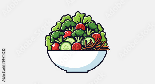 A vibrant pixel art bowl overflowing with fresh, colorful salad ingredients