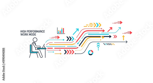 Business productivity concept, workflow optimization, high performance work mode, efficiency illustration, vector workflow management