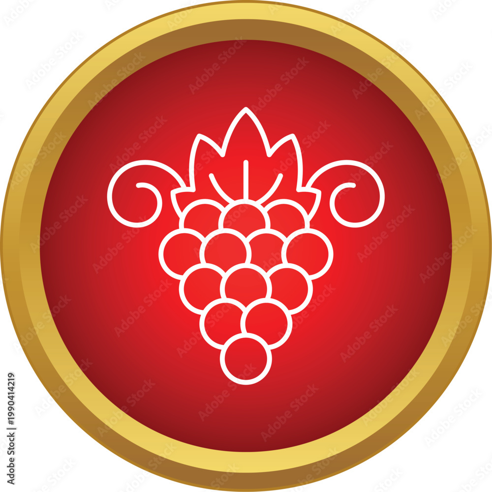 Obraz premium Grapes with leaf and tendrils icon for wine, agriculture, or fruit concepts