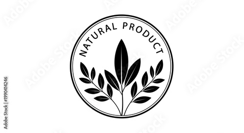 Natural Product Logo With Leaves.