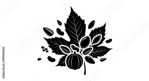 Black silhouette of a plant seed.