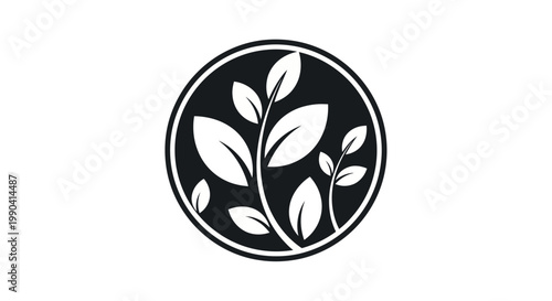 Black and white leaf logo design.