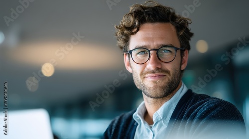 Man with glasses looking at the camera