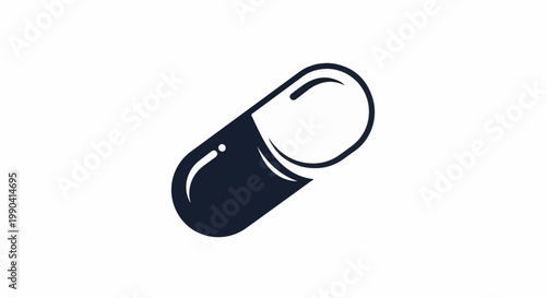 A simple, dark blue capsule shape against a plain white background