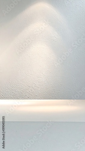 White Textured Wall With Spotlight Illumination And Horizontal Ledge Minimalist Interior Background