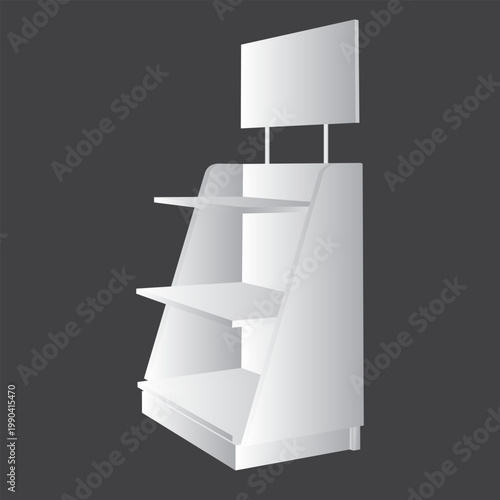 Promotional Angled Display Stand with Rectangular Header Board and Two Shelves