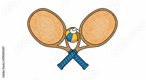 Crossed rackets and ball, graphic, sports icon
