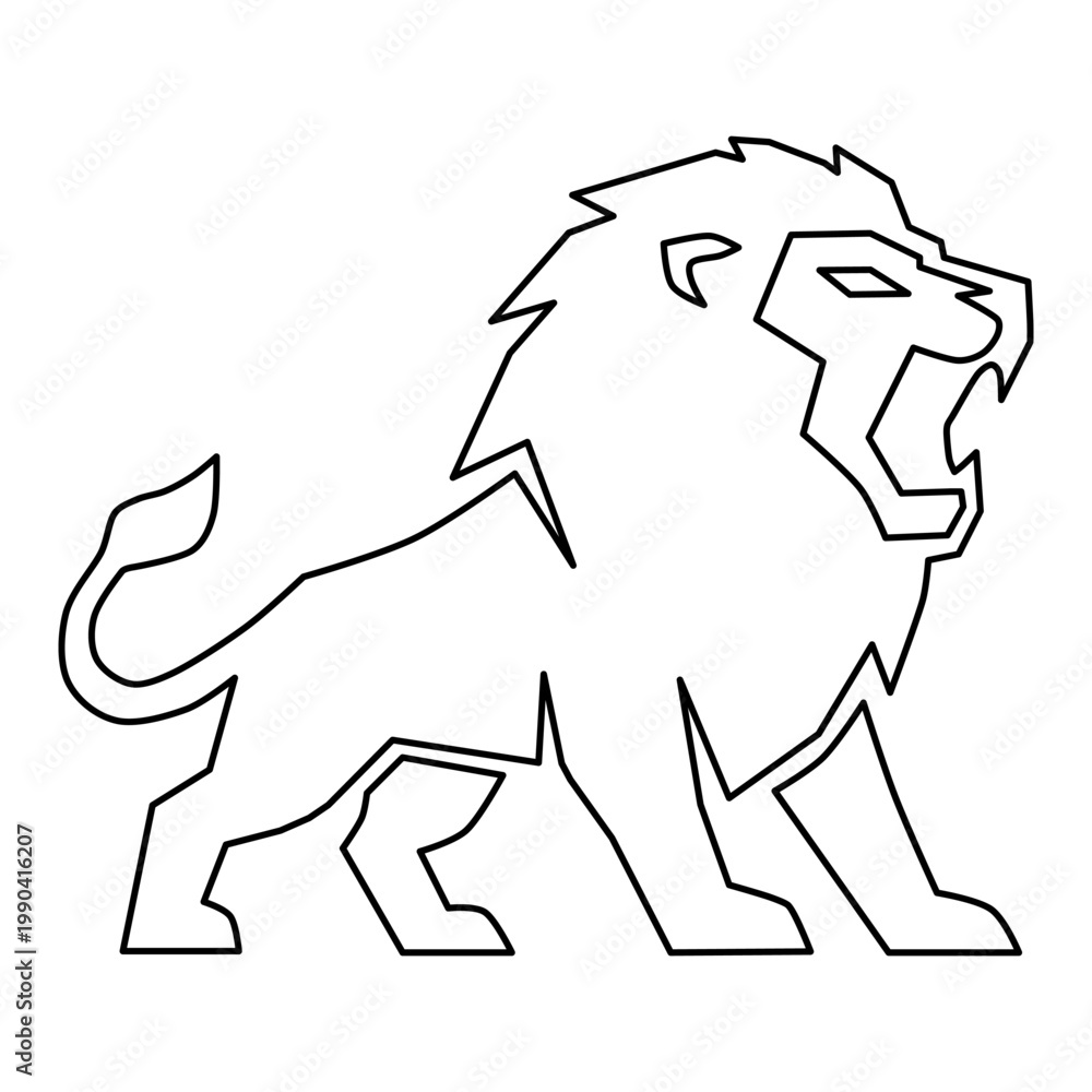 Fototapeta premium Modern minimalist animal logo set with bold geometric silhouettes. Strong sketch wildlife icons lion. Ideal for branding and sports mascots.Animal Silhouette Logo Collection for Sports and Business