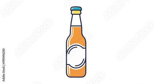 A simple, colorful, and clean illustration of a beverage bottle with a white label