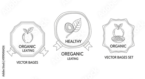 Organic Healthy Eating Vector Badges.