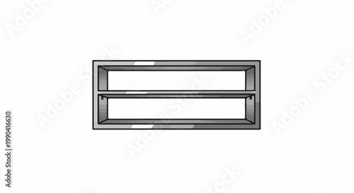 A minimalist grey metal frame divided into two horizontal openings