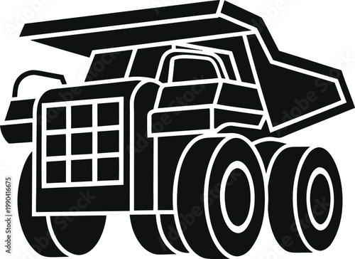 Heavy Duty Mining Dump Truck Vector Silhouette