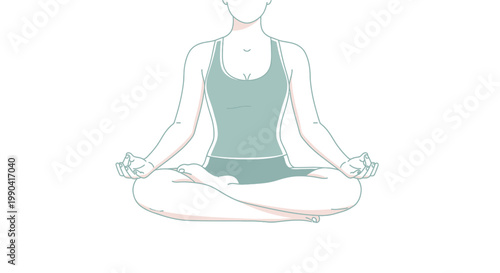 Minimalist illustration of woman in lotus yoga pose meditating