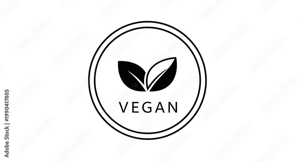 Fototapeta premium Vegan logo with leaf design.
