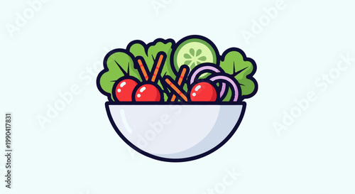 A vibrant illustration of a fresh salad in a white bowl